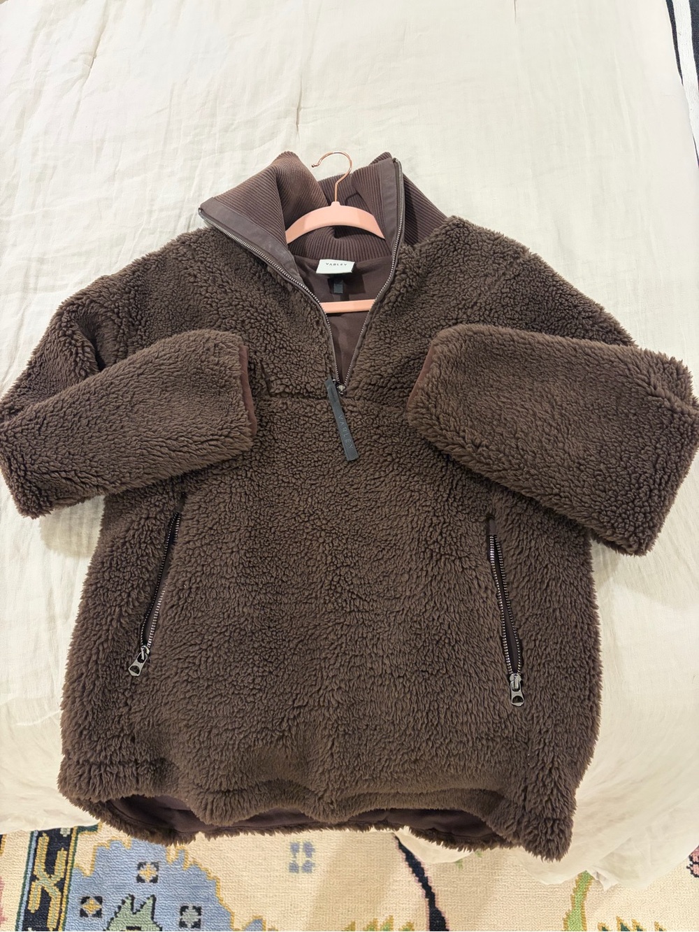 Brown Sherpa Fleece Half-Zip Jacket